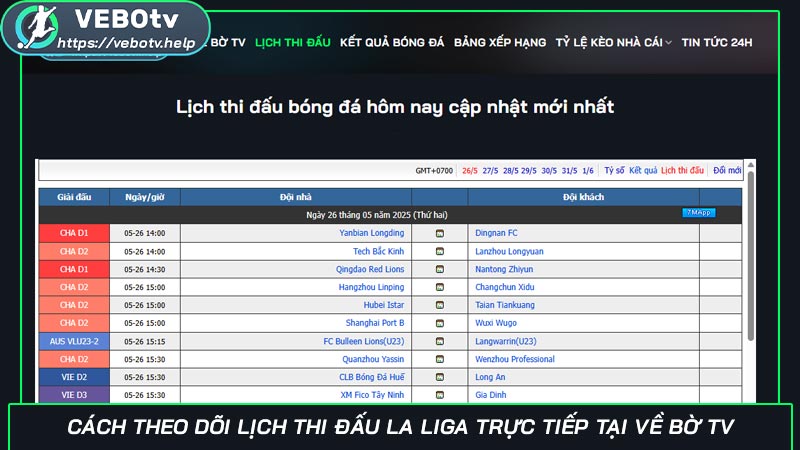 Cách theo dõi lịch thi đấu La Liga trực tiếp tại Về Bờ TV